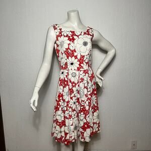 VINTAGE 60s Deadstock Julia Miller Floral Print Day Dress Knee Length Size 12